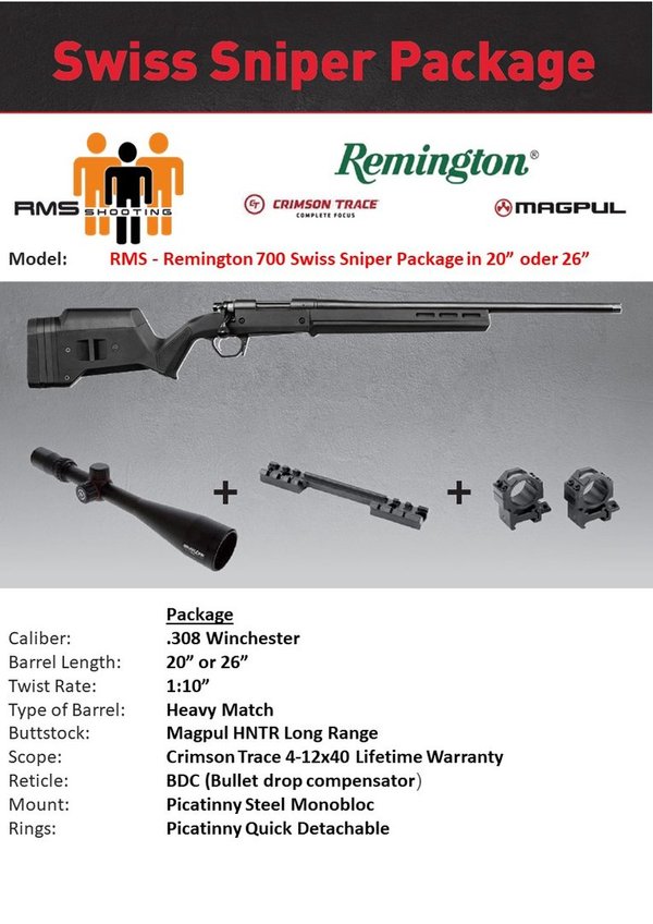 RMS - Remington 700 Swiss Sniper Package in 26”